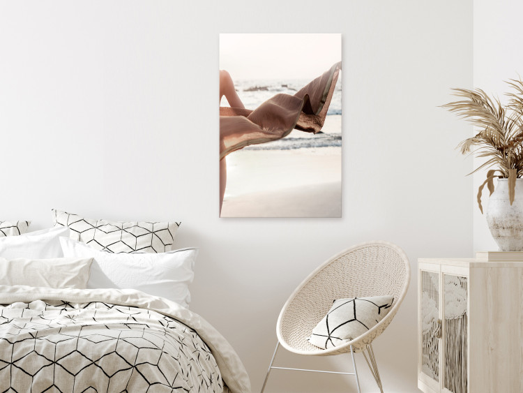 Canvas Art Print Breeze of Dreams (1-part) vertical - landscape of a dress against the sea 129490 additionalImage 3