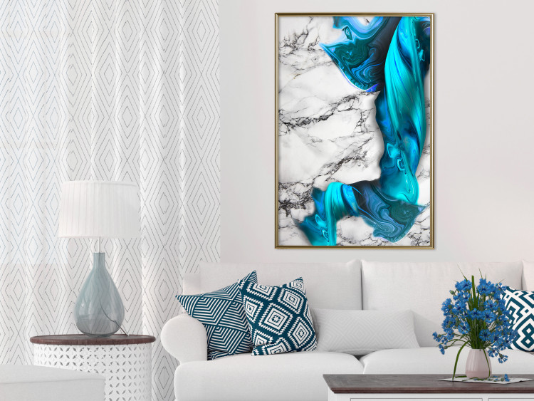 Wall Poster Strong Attraction - blue and abstract pattern on a marble background 129790 additionalImage 7