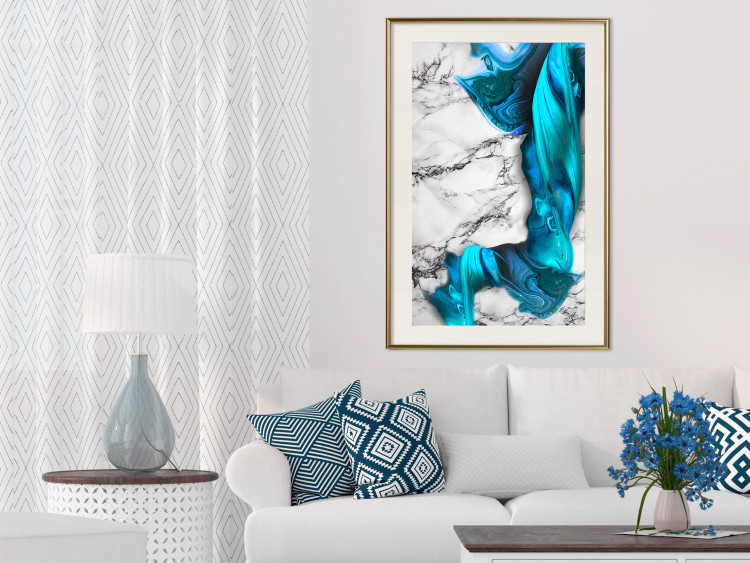 Wall Poster Strong Attraction - blue and abstract pattern on a marble background 129790 additionalImage 17
