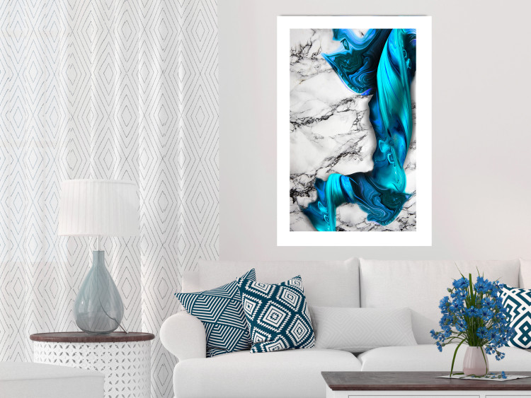 Wall Poster Strong Attraction - blue and abstract pattern on a marble background 129790 additionalImage 3