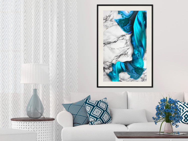 Wall Poster Strong Attraction - blue and abstract pattern on a marble background 129790 additionalImage 16