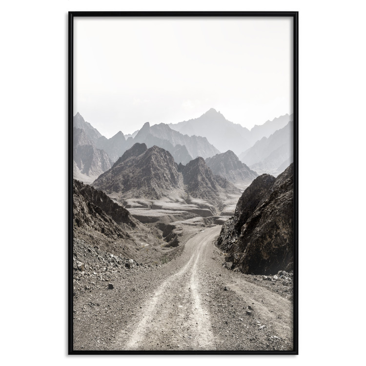Poster Trail Through Mountains - landscape of a road and rocky mountains against a clear sky 130390 additionalImage 18