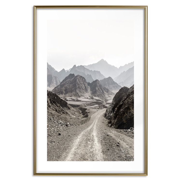Poster Trail Through Mountains - landscape of a road and rocky mountains against a clear sky 130390 additionalImage 16