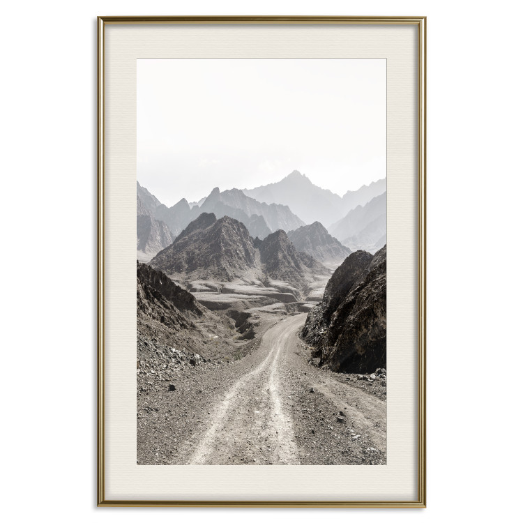 Poster Trail Through Mountains - landscape of a road and rocky mountains against a clear sky 130390 additionalImage 20