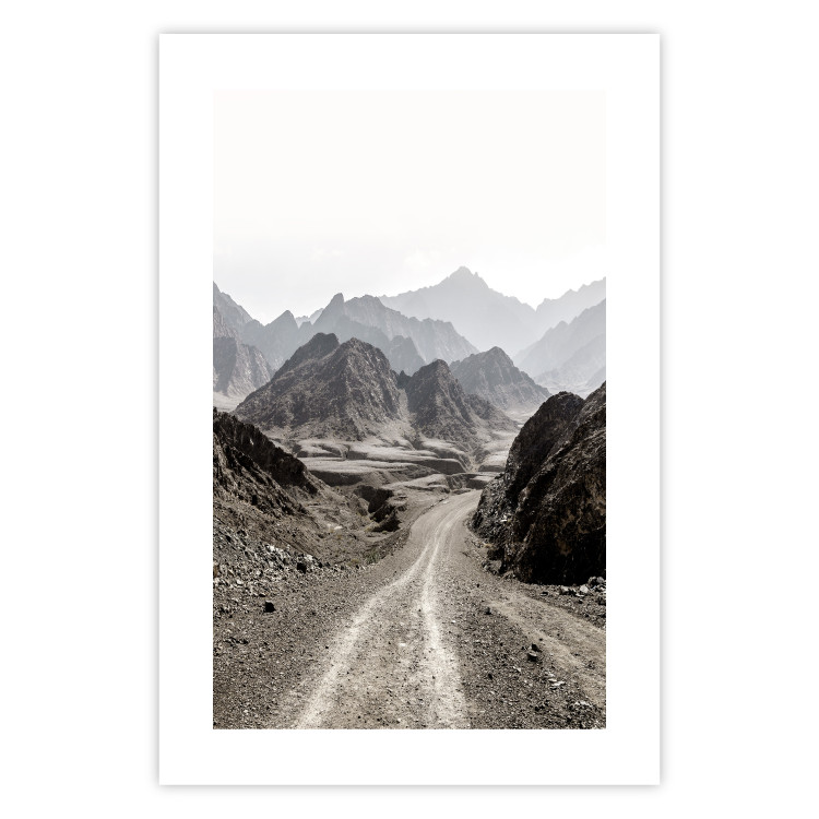 Poster Trail Through Mountains - landscape of a road and rocky mountains against a clear sky 130390 additionalImage 25