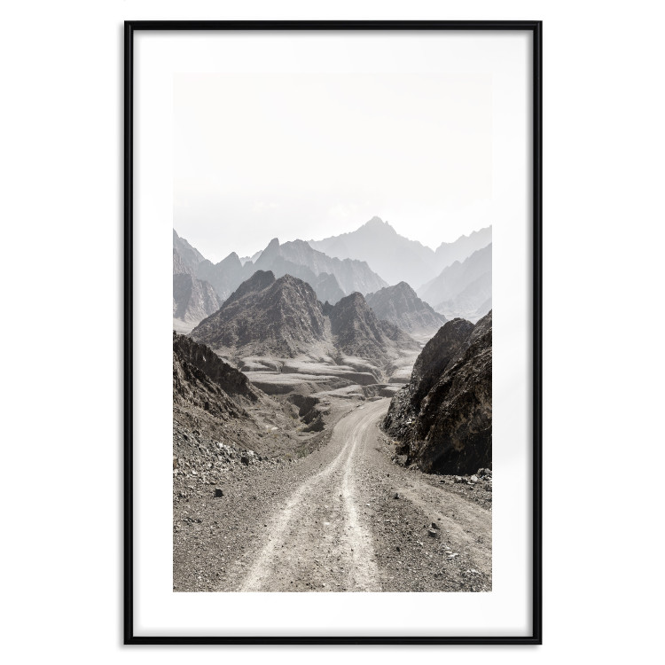 Poster Trail Through Mountains - landscape of a road and rocky mountains against a clear sky 130390 additionalImage 17
