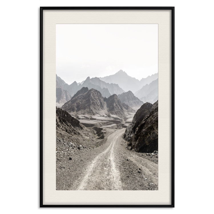 Poster Trail Through Mountains - landscape of a road and rocky mountains against a clear sky 130390 additionalImage 19
