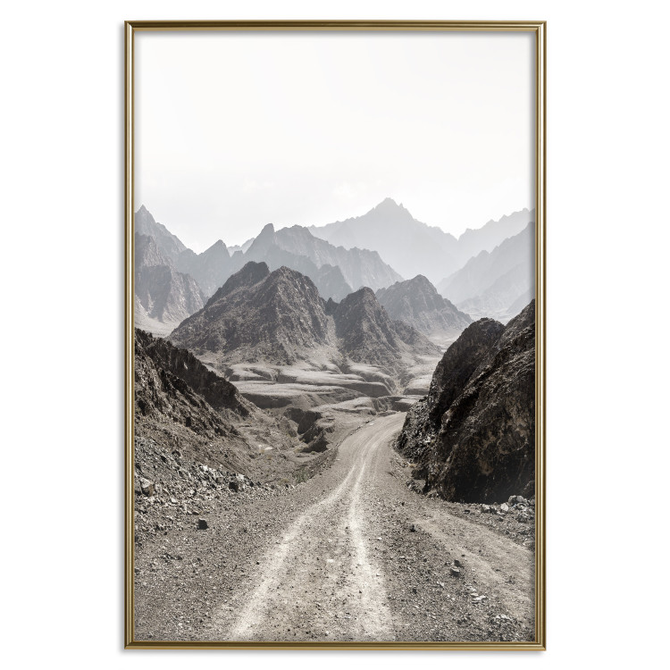 Poster Trail Through Mountains - landscape of a road and rocky mountains against a clear sky 130390 additionalImage 21