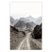 Poster Trail Through Mountains - landscape of a road and rocky mountains against a clear sky 130390