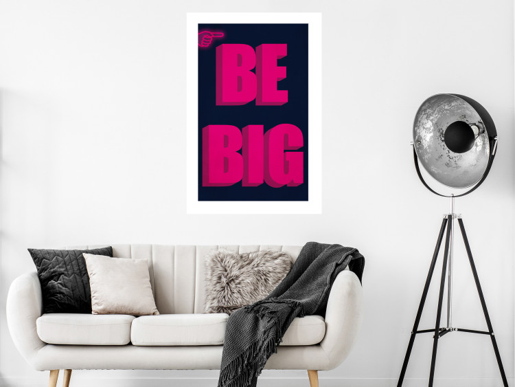 Wall Poster Be Big - intensely pink English texts on a navy blue background 131990 additionalImage 3