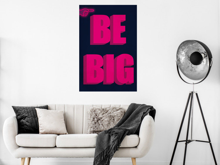 Wall Poster Be Big - intensely pink English texts on a navy blue background 131990 additionalImage 4