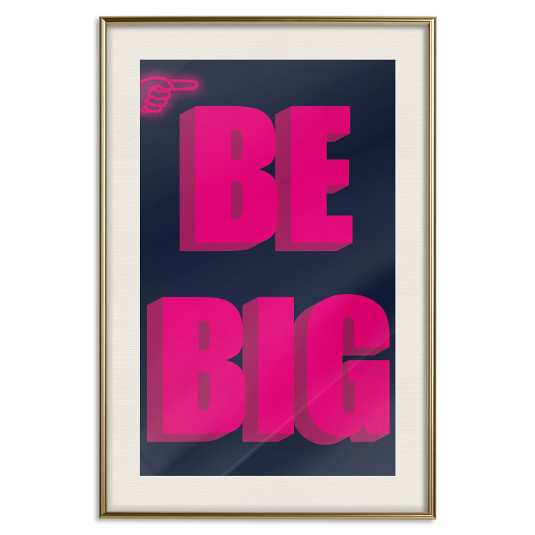 Wall Poster Be Big - intensely pink English texts on a navy blue background 131990 additionalImage 20