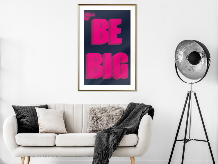 Wall Poster Be Big - intensely pink English texts on a navy blue background 131990 additionalImage 13