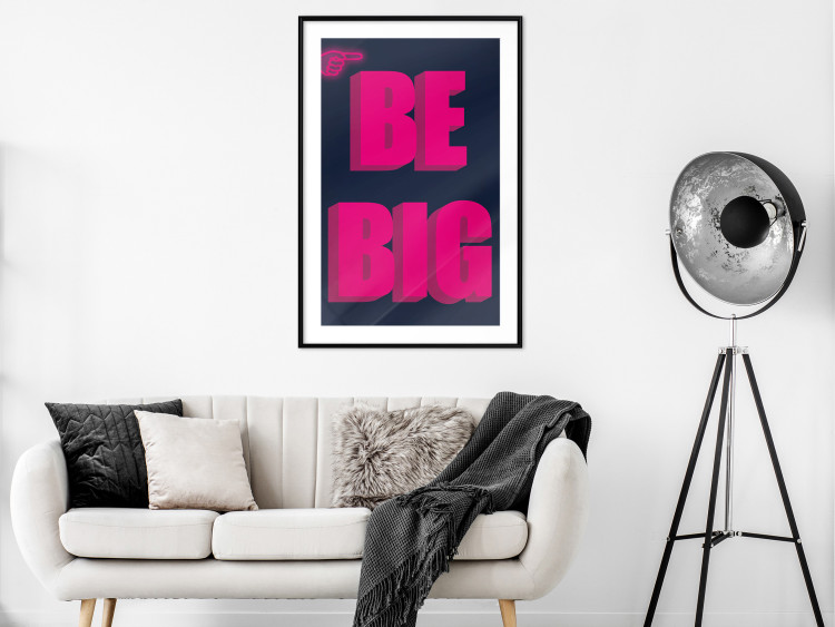 Wall Poster Be Big - intensely pink English texts on a navy blue background 131990 additionalImage 23