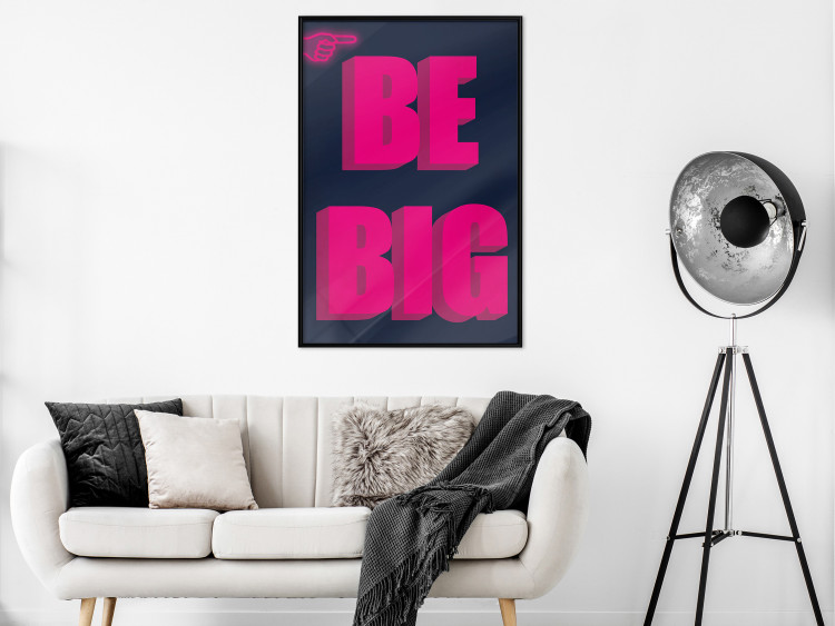 Wall Poster Be Big - intensely pink English texts on a navy blue background 131990 additionalImage 6