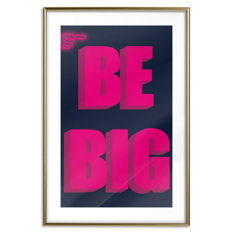 Wall Poster Be Big - intensely pink English texts on a navy blue background 131990 additionalImage 16