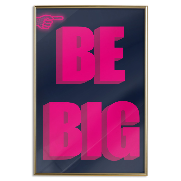Wall Poster Be Big - intensely pink English texts on a navy blue background 131990 additionalImage 21