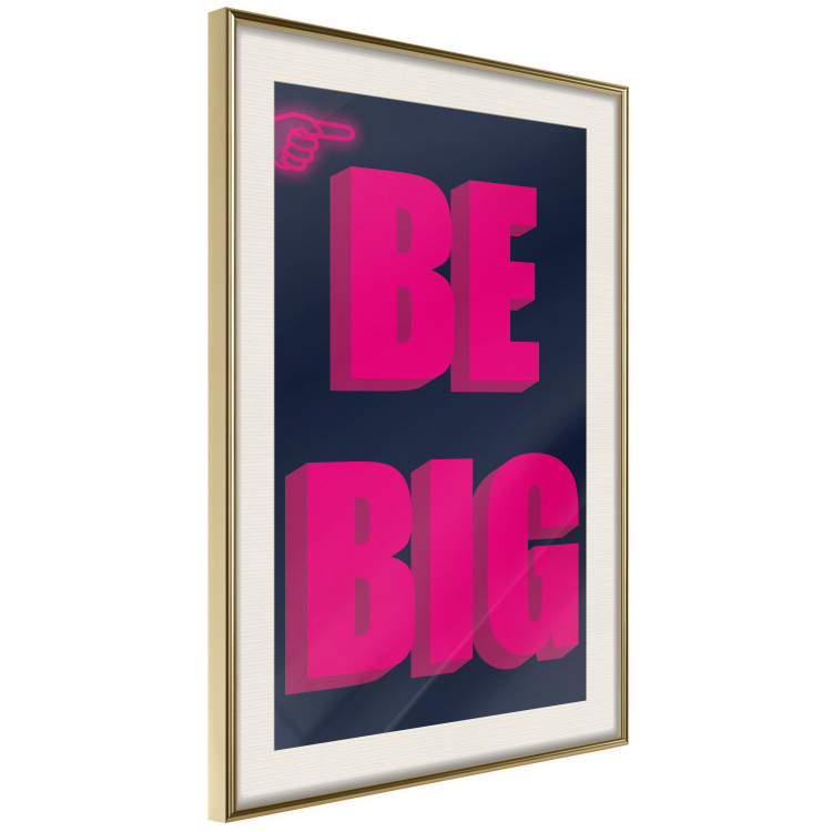 Wall Poster Be Big - intensely pink English texts on a navy blue background 131990 additionalImage 3