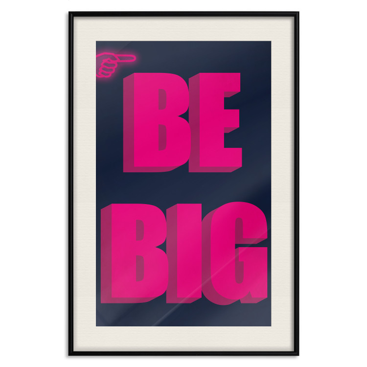 Wall Poster Be Big - intensely pink English texts on a navy blue background 131990 additionalImage 19