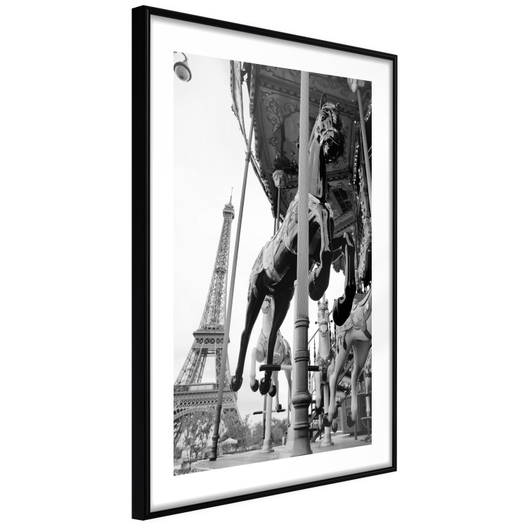 Poster Spinning Paris - gray carousel landscape with a horse against the backdrop of the Eiffel Tower 132290 additionalImage 6