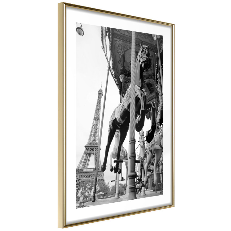 Poster Spinning Paris - gray carousel landscape with a horse against the backdrop of the Eiffel Tower 132290 additionalImage 7