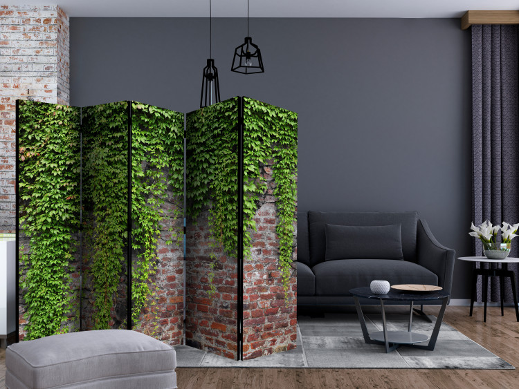 Room Divider Bricks and Ivy II (5-piece) - green plants covering the wall 132790 additionalImage 4