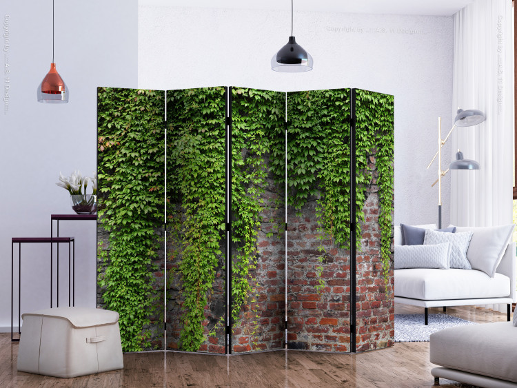 Room Divider Bricks and Ivy II (5-piece) - green plants covering the wall 132790 additionalImage 2