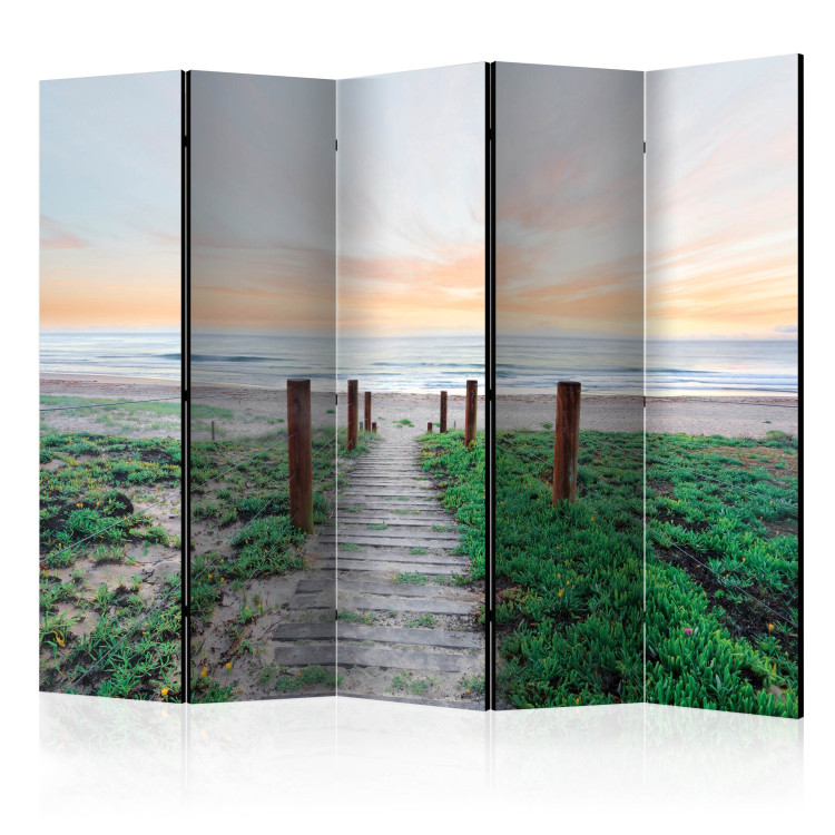 Room Separator Amidst the Grass II (5-piece) - beach landscape against the backdrop of ocean and sky 132890