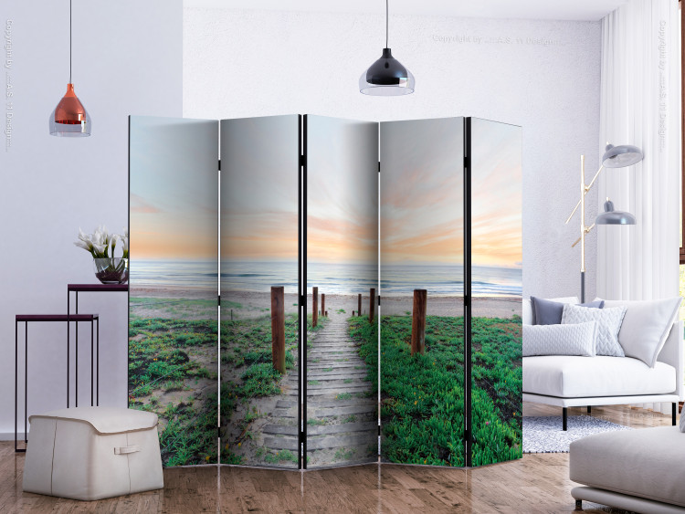 Room Separator Amidst the Grass II (5-piece) - beach landscape against the backdrop of ocean and sky 132890 additionalImage 2