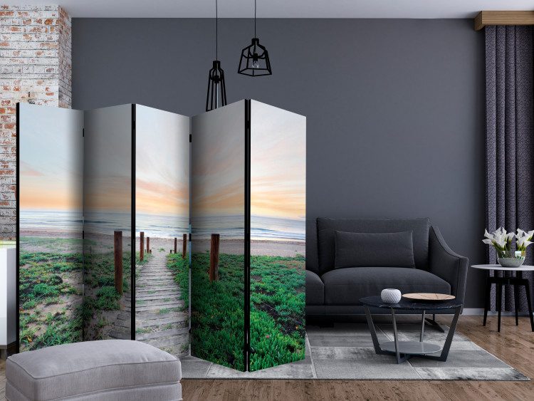 Room Separator Amidst the Grass II (5-piece) - beach landscape against the backdrop of ocean and sky 132890 additionalImage 4