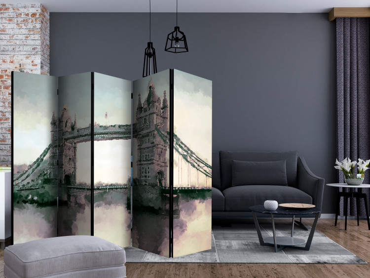 Room Divider Screen Victorian Tower Bridge II (5-piece) - abstraction with architecture 133090 additionalImage 4