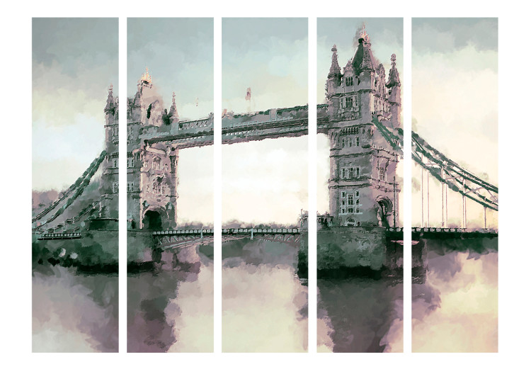 Room Divider Screen Victorian Tower Bridge II (5-piece) - abstraction with architecture 133090 additionalImage 3