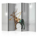 Folding Screen Deer (3D) II (5-piece) - geometric abstraction with animal 133290