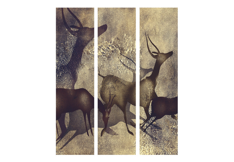 Room Divider Antelopes (3-piece) - silhouettes of wild animals in browns and beiges 133390 additionalImage 3