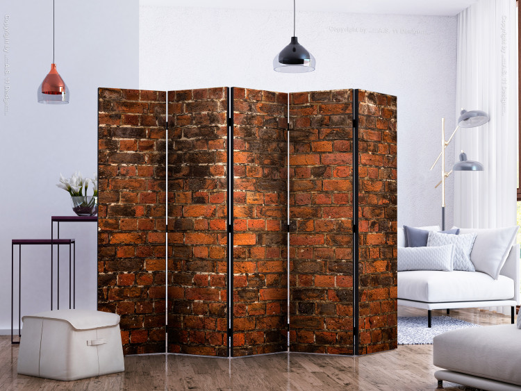 Room Separator Old Wall II (5-piece) - composition with red brick texture 133490 additionalImage 2