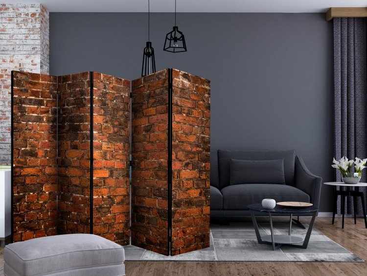 Room Separator Old Wall II (5-piece) - composition with red brick texture 133490 additionalImage 4