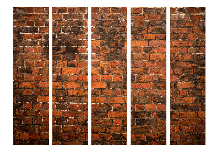 Room Separator Old Wall II (5-piece) - composition with red brick texture 133490 additionalImage 3