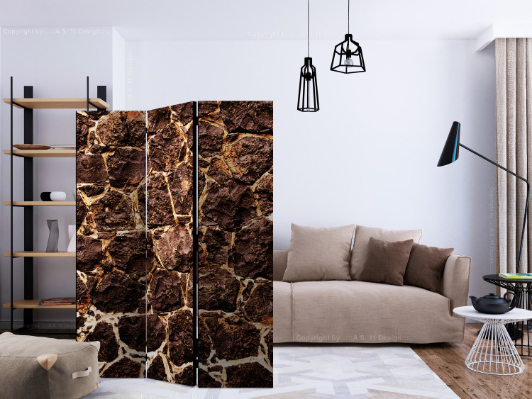 Room Divider Screen Brown Cave - stone and uneven texture of brown bricks 133590 additionalImage 4