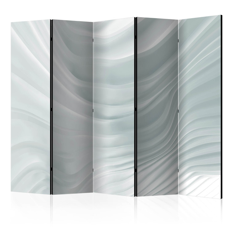 Room Divider Wavy White II - abstract space with light blue waves 133690