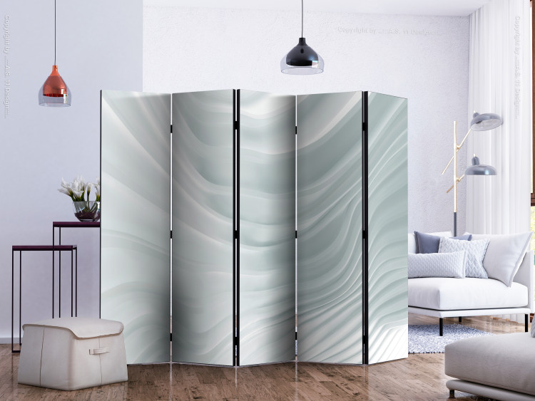 Room Divider Wavy White II - abstract space with light blue waves 133690 additionalImage 2