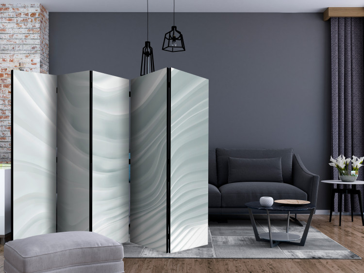 Room Divider Wavy White II - abstract space with light blue waves 133690 additionalImage 4