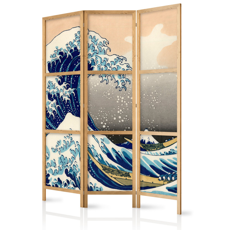 Room Separator The Great Wave off Kanagawa (3-piece) - composition inspired by Japan 134290 additionalImage 5