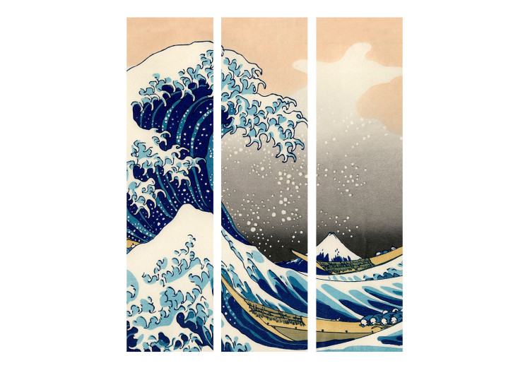 Room Separator The Great Wave off Kanagawa (3-piece) - composition inspired by Japan 134290 additionalImage 3