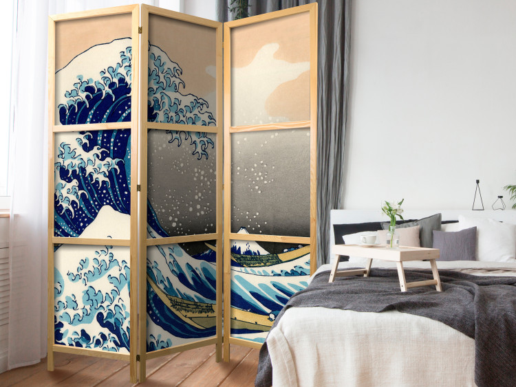 Room Separator The Great Wave off Kanagawa (3-piece) - composition inspired by Japan 134290 additionalImage 8