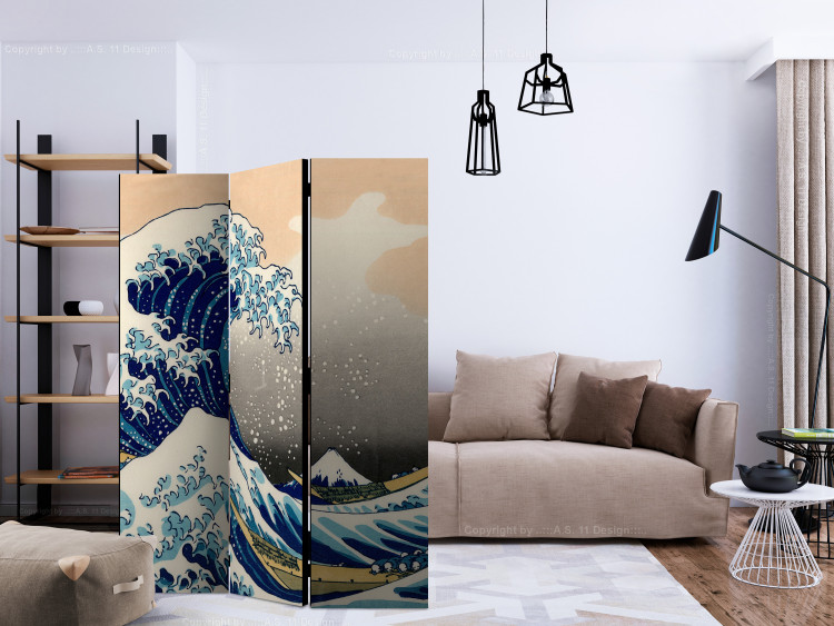 Room Separator The Great Wave off Kanagawa (3-piece) - composition inspired by Japan 134290 additionalImage 4