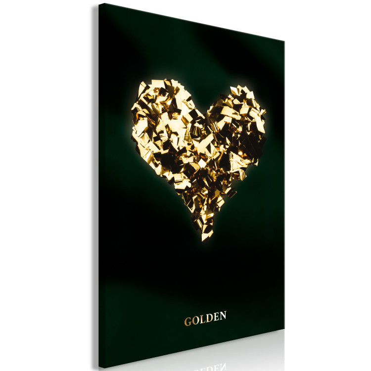 Canvas Print Heart in gold - heart shape covered with gold on black background 134390 additionalImage 2
