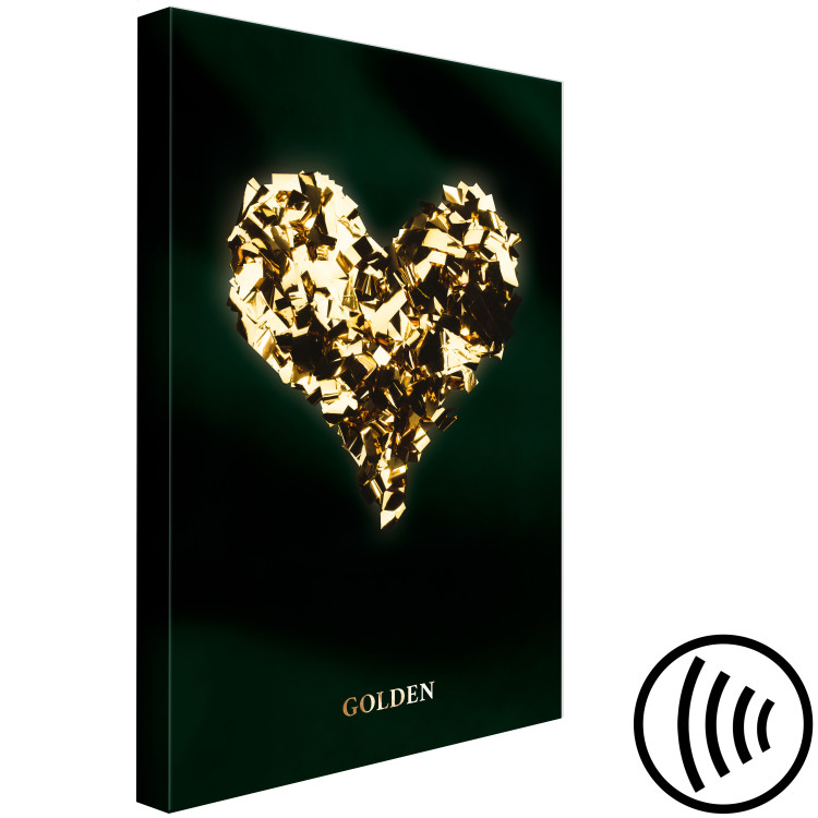 Canvas Print Heart in gold - heart shape covered with gold on black background 134390 additionalImage 6