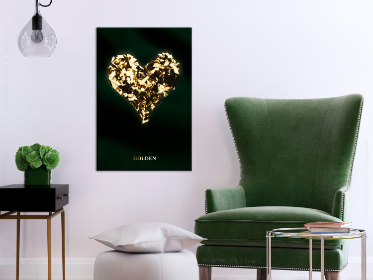 Canvas Print Heart in gold - heart shape covered with gold on black background 134390 additionalImage 3