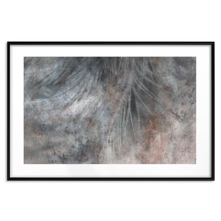 Wall Poster Gray Feather - abstract composition of feathers on a concrete texture 135790 additionalImage 11