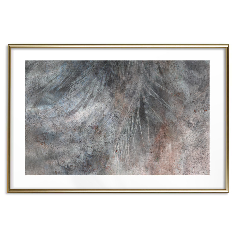 Wall Poster Gray Feather - abstract composition of feathers on a concrete texture 135790 additionalImage 13
